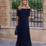 VESTIDO BARCO TUL AZUL MARINO