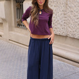 PANTALON BOMBACHO LISO AZUL