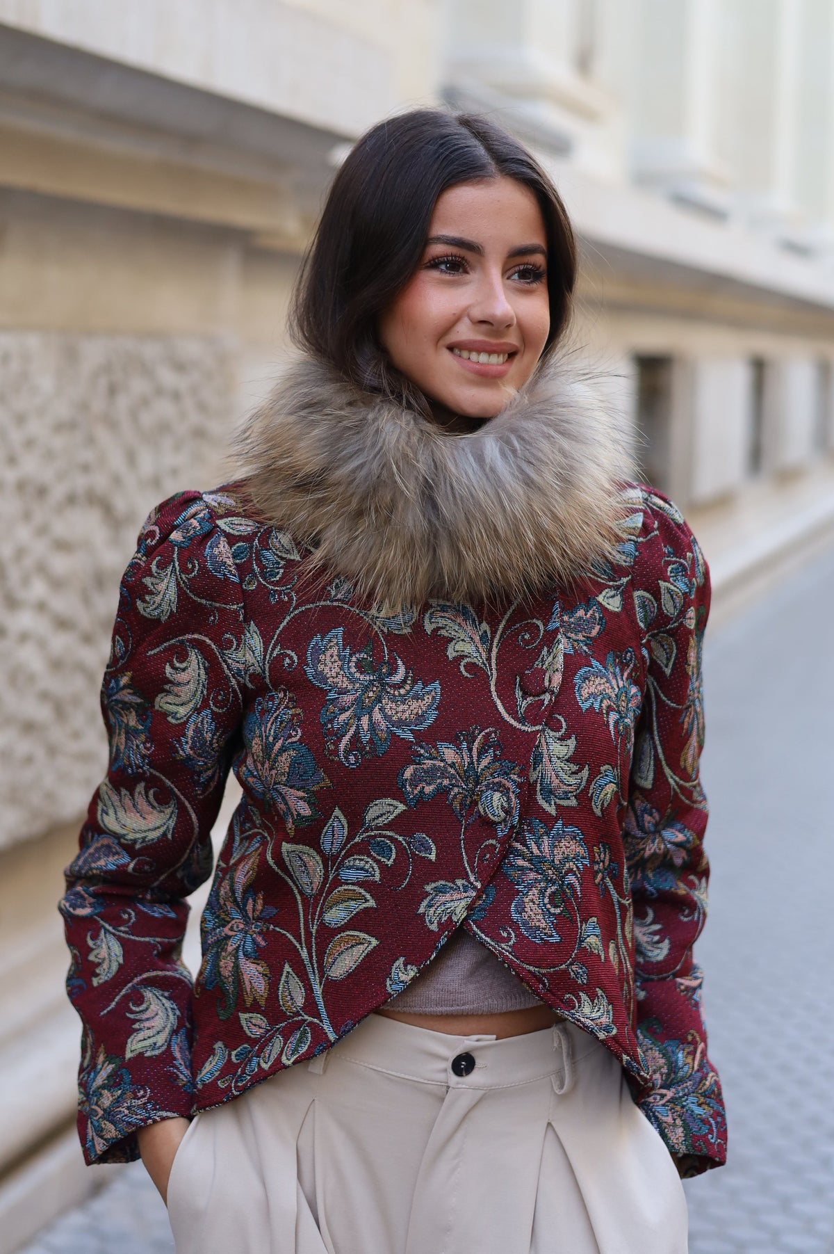 CHAQUETA GLORIA BURDEOS