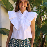 BLUSA CARMEN VOLANTES BLANCA