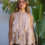 TOP HALTER VOLANTES BEIGE