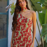 VESTIDO RAMOS ASIMETRICO CALDERO