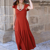 VESTIDO VOLANTE HOMBRO CALDERO