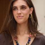 COLLAR BOLAS FLORES AZUL