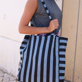 TOTE BAG RAYAS GRANDES AZUL