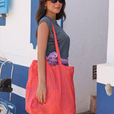 TOTE BAG RAYAS PEQUEÑAS ROSA