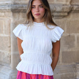 BLUSA FRUNCES BLANCA