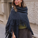 PONCHO FLECOS GRIS ANTRACITA