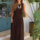 VESTIDO NIDO ASIMETRICO MARRON