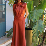 VESTIDO CARMEN SATINADO CALDERO