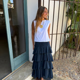FALDA 4 VOLANTES AZUL MARINO
