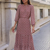 VESTIDO MARGARITAS VINO