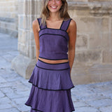 CONJUNTO CARACAS FLORES MORADO