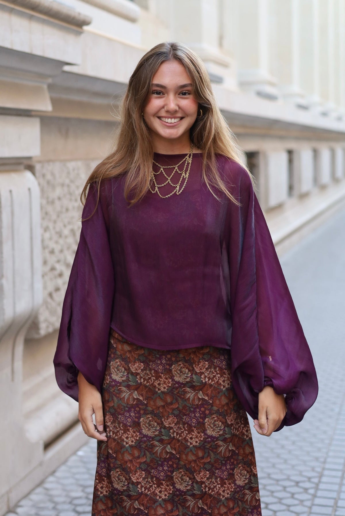 BLUSA CAPA BERENJENA