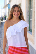 TOP ASIMETRICO VOLANTES BLANCO