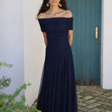 VESTIDO BARCO TUL AZUL MARINO