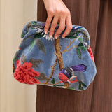 CARTERA TERCIOPELO AZUL GRISÁCEO