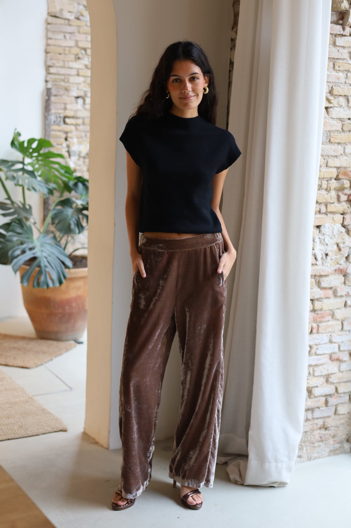 PANTALON ANCHO TERCIOPELO CAMEL