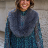 CUELLO PELO LARGO SINTETICO GRIS