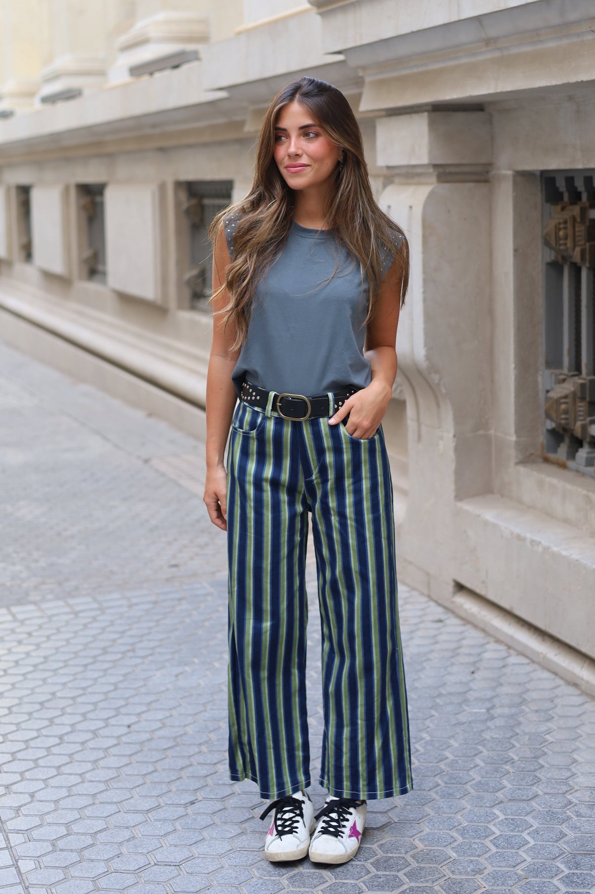 PANTALÓN RAYAS MARINO VERDE