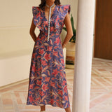 VESTIDO CLEMENTE ALERON FLORES AZUL