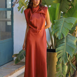 VESTIDO CARMEN SATINADO CALDERO