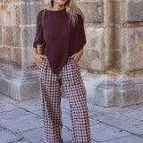 PANTALON CUADROS VINO