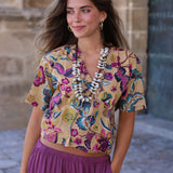 BLUSA FLORES MOSTAZA