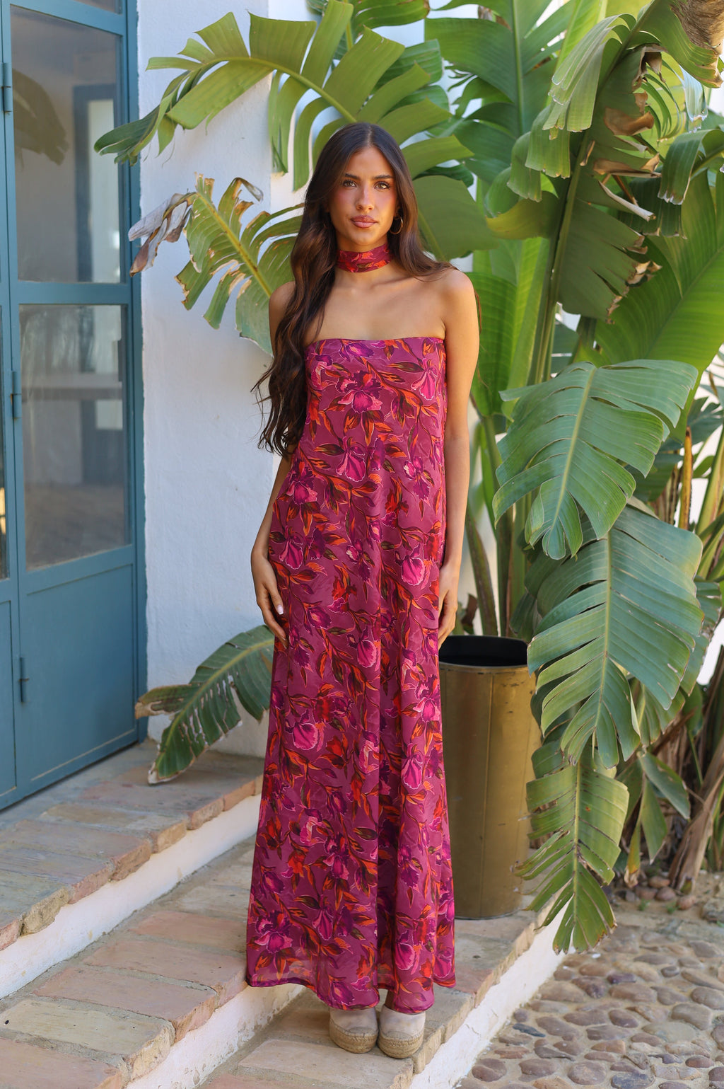 VESTIDO SHERRY FLORES VINO