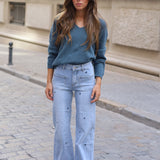 PANTALON VAQUERO ESTRELLA AZUL CLARO