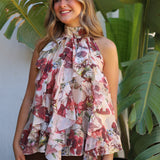 TOP HALTER VOLANTES FLORES
