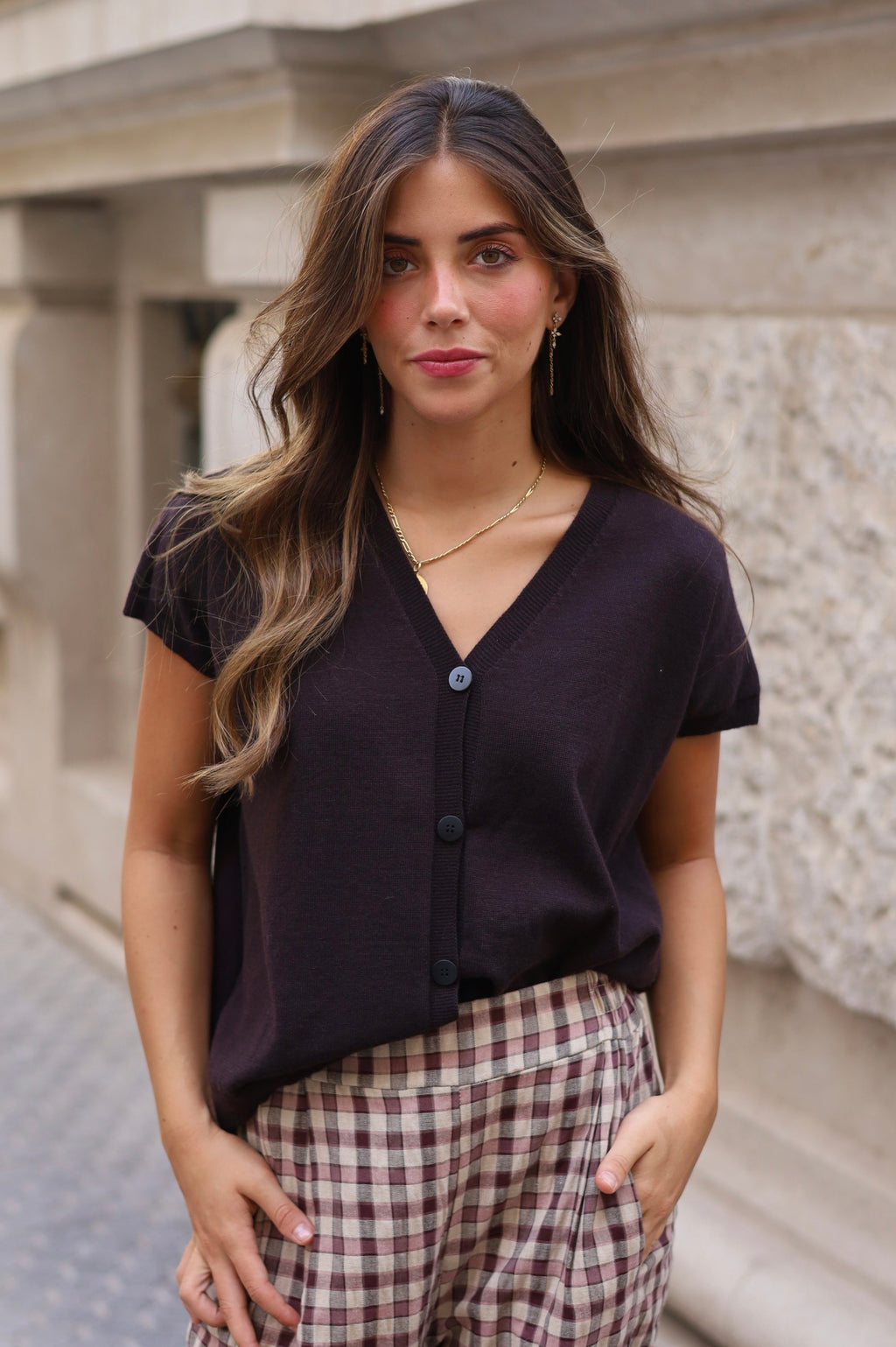 CHAQUETA MANGA CORTA MARRON