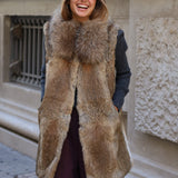 CHALECO PELO NATURAL LARGO 83 CM