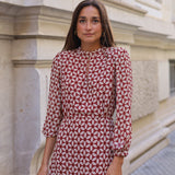 VESTIDO MARGARITAS VINO