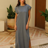 VESTIDO PICO TACHUELAS GRIS