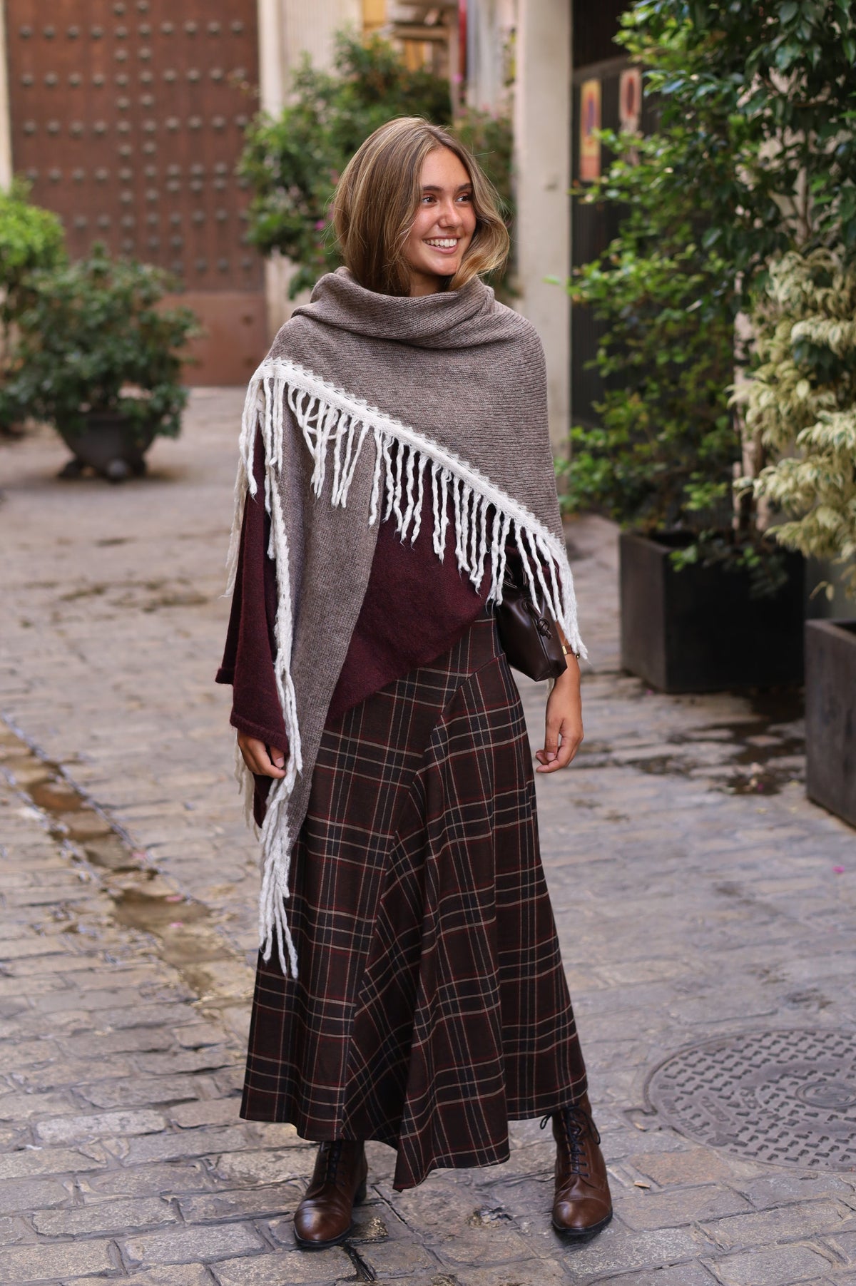 PONCHO FLECOS BICOLOR