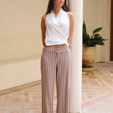 PANTALON CELIA RAYAS BEIGE