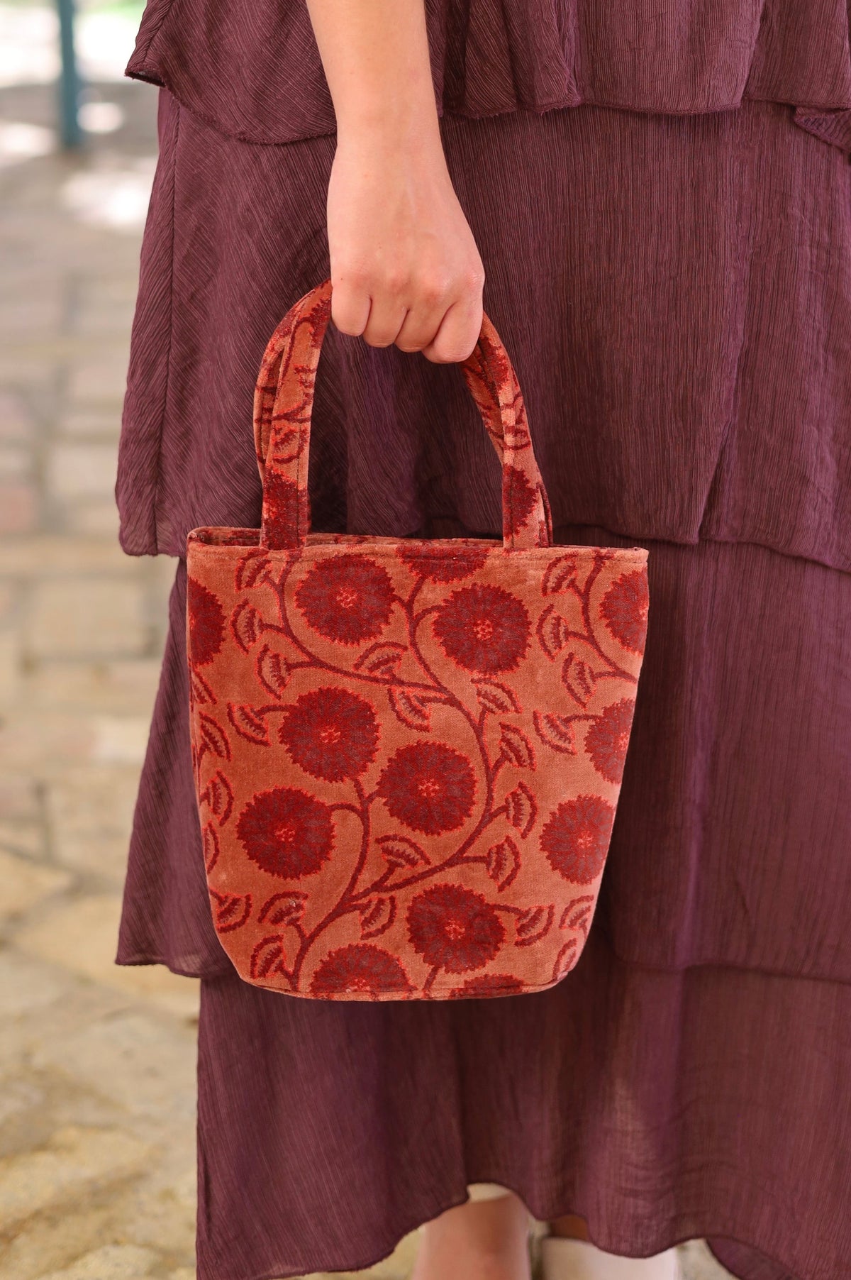 BOLSO TERCIOPELO TEJA