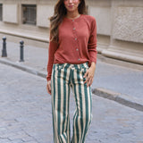 PANTALON VAQUERO RAYAS VERDE