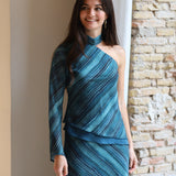 TOP LAZO ASIMETRICO AZUL