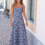 VESTIDO TIRANTES PALMERAS AZUL