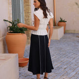 FALDA NEGRA COSTURAS BLANCAS