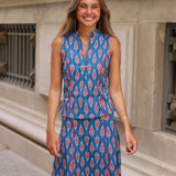 TOP HALTER IKAT AZUL