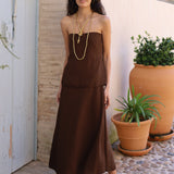 VESTIDO PALABRA DE HONOR MARRON