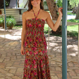 VESTIDO TENERIFE FLORES VERDE