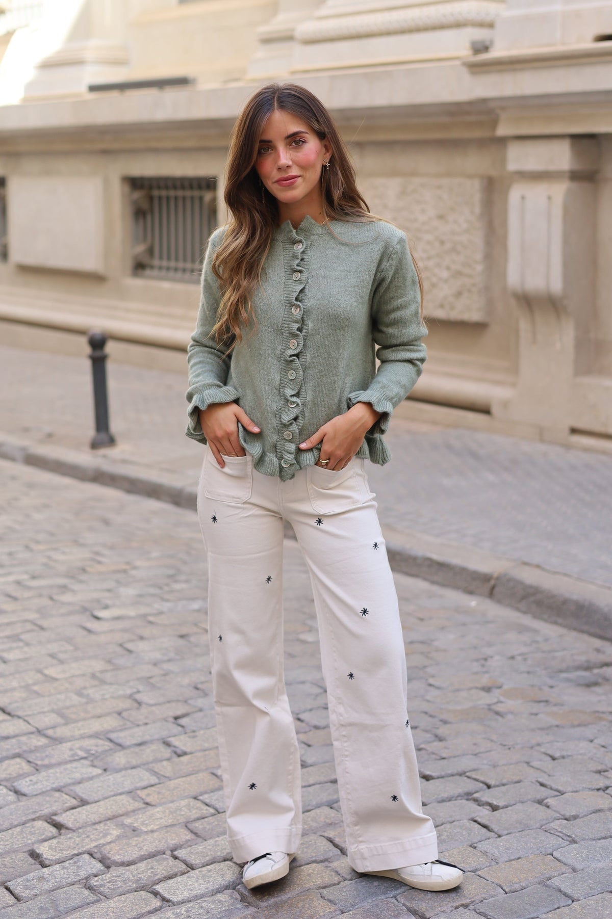 PANTALON VAQUERO ESTRELLA BLANCO