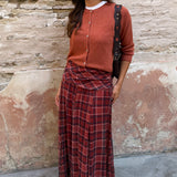 FALDA CUADROS LUREX TEJA