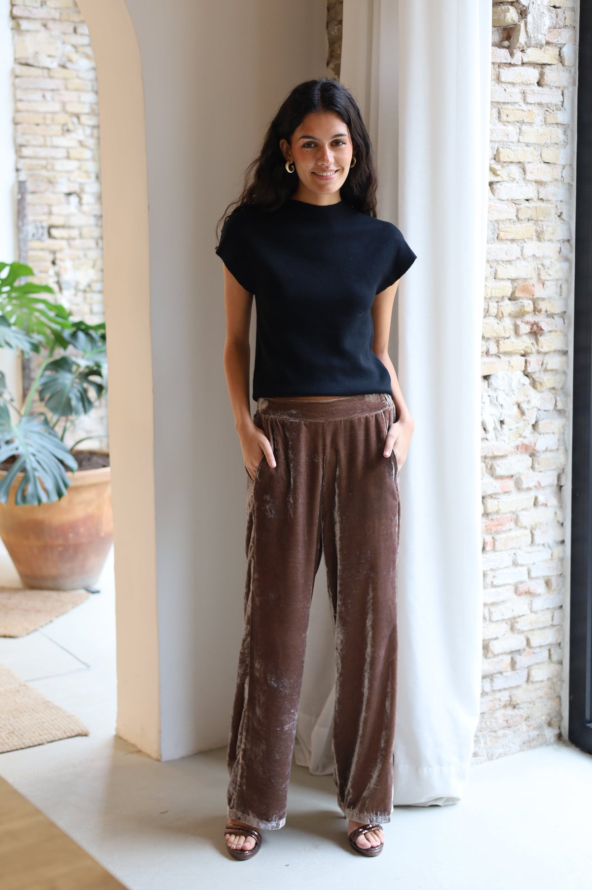 PANTALON ANCHO TERCIOPELO CAMEL