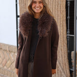 CHAQUETA CUELLO DE PELO MARRÓN