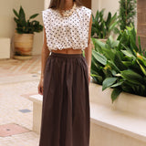 FALDA MIDI MARRON